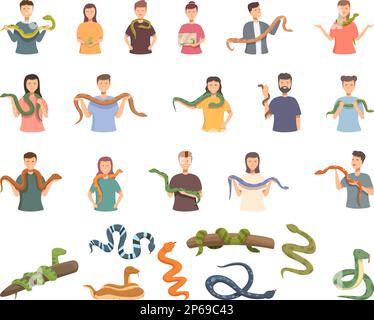 Schlangen-Tiersymbole setzen Cartoon-Vektor. Naturtier. Tropische Haut Stock Vektor