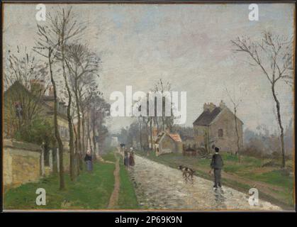 Camille Pissarro, Route de Versailles, Louveciennes, Rain Effect, 1870, Öl auf Segeltuch. Stockfoto