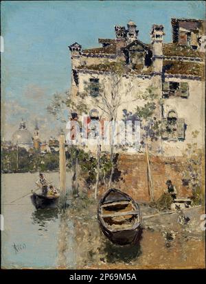 Martín Rico y Ortega, Venedig, Haus am Kanal, ca. 1900, Öl an der Wand. Stockfoto