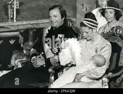 Die Taufe von Prinz Carl Philip in der Churce im Königlichen Palast in Stockholm 1979-08-31 Stockfoto