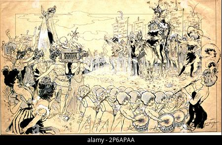 Maurice Louis Henri Neumont, Szene aus einer Musical-Revue, 1901, Stift, Pinsel und schwarze Tinte und blauer Stift, verstärkt mit Weiß auf Papier. Stockfoto