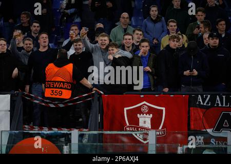 Stadio Olimpico, Rom, Italien. 7. März 2023. Europa Conference League Football; Lazio gegen AZ Alkmaar; AZ Alkmaats Fans Credit: Action Plus Sports/Alamy Live News Stockfoto