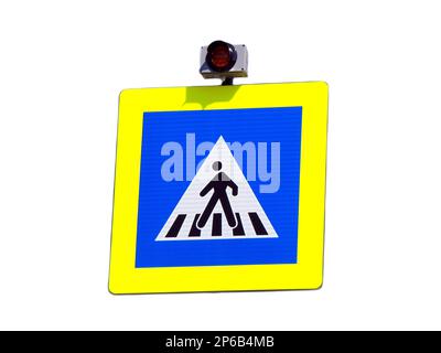 Fußgängerüberquerung mit Lichtsignal - Zirkulationsschild Stockfoto