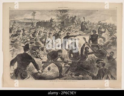 Nach Winslow Homer, The war for the Union, 1862 – A Bayonet Charge, 12. Juli 1862, Holzgravierung auf Zeitungsdruckpapier. Stockfoto