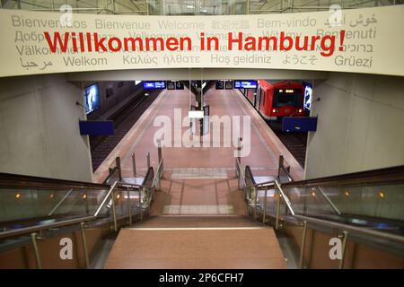 Willkommen im hamburger U-Bahn-Eingang Stockfoto