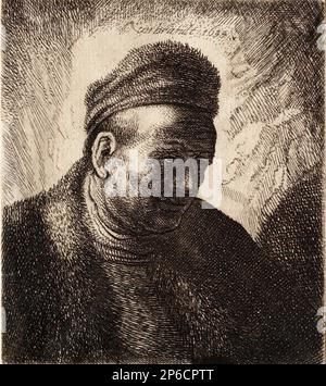 Dancker Danckerts, Beardless man in Pelzmantel und Cap: Büste, 1762, Ätzen auf Papier. Stockfoto