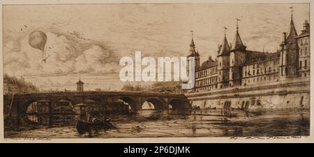Charles Meryon, Le Pont au Change, Paris, 1854, auf Papier geätzt. Stockfoto
