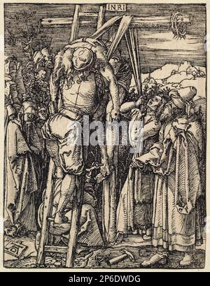 Albrecht Dürer, die kleine Leidenschaft: Der Abstieg vom Kreuz, 1509–1511, Holzschnitt auf Papier. Stockfoto