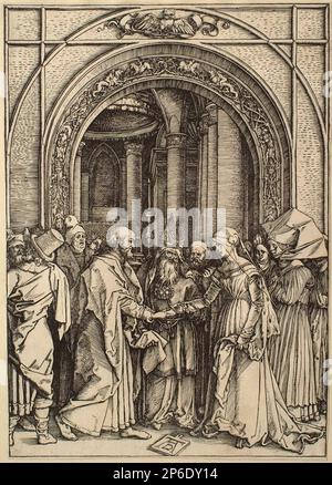 Albrecht Dürer, das Leben der Jungfrau: Der Betrothal der Jungfrau, 1504-1505, Holzschnitt auf Papier. Stockfoto