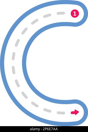 Nachzeichnen des Buchstabens C Vorschreiben in Großbuchstaben gestricheltes Element für Kinder im Kindergarten und Vorschulkinder Arbeitsblatt für Handschriftenübungen Stock Vektor