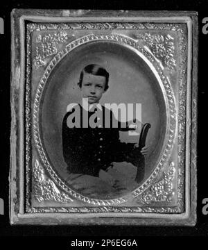 Unbekannt, Porträt von Young Boy, ambrotype. Stockfoto