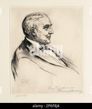 Walter Tittle, The Arms Conference Portfolio: Warren G. Harding, 1921, Drypoint auf gewebtem Papier. Stockfoto