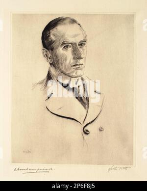 Walter Tittle, The Arms Conference Portfolio: Admiral Sir Ernle Chatfield, 1921-22, Drypoint auf gewebtem Papier. Stockfoto