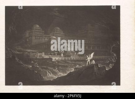 John Martin, Pandemonium, Paradise Lost, Buch 1, Zeile 710, 1825 (), Mezzotint auf Laienpapier. Stockfoto