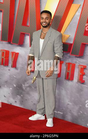 Aston Merrygold nimmt an der Sonderuntersuchung von Shazam Teil! Fury of the Gods am Cineworld Leicester Square, London, Großbritannien. Foto: 7. März 2023. Stockfoto