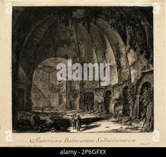 Giovanni Battista Piranesi, Innenraum der Sallustius-Bäder, 1756, Ätzen auf liegendem Papier. Stockfoto