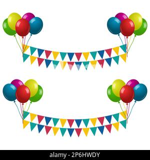 Herzlichen Glückwunsch zum Geburtstag mit bunten Ballons, Vektorgrafik Stock Vektor