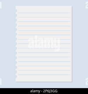 Vektor leeres liniertes Papierblatt. Vektordarstellung der Notizbuchseite Stock Vektor