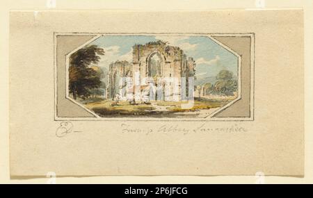 Edward dayes, Furness Abbey, Lancashire, c. 1790–1800, Aquarell über Graphit auf cremefarbenem gewebtem Papier. Stockfoto