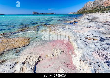 Strand von Balos, Halbinsel Gramvoussa, Präfektur Hania, Crete. Griechenland. Stockfoto