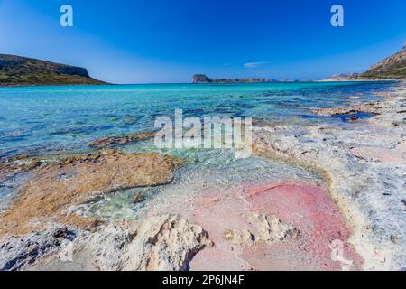 Strand von Balos, Halbinsel Gramvoussa, Präfektur Hania, Crete. Griechenland. Stockfoto