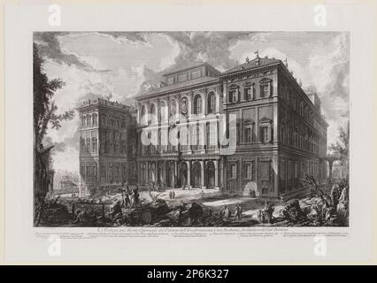 Giovanni Battista Piranesi, Blick auf den Palast der berühmten Barberini-Familie auf dem Quirinale-Hügel, ca. 1749, Ätzung. Stockfoto