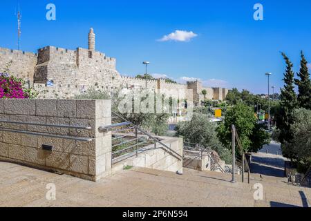 Wunderschöne Aussicht auf das Jaffa-Tor in Jerusalem Stockfoto