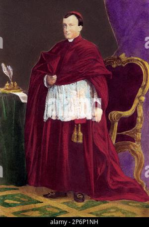 1870 Ca : Cardinale Lucien Louis Joseph Napoleon BONAPARTE Prince of Canino and Musignano ( Roma 1828 - 1895 ) zur Zeit von Papst PIO IX ( 1792 - 1878 ). Er wurde in Rom geboren, Sohn von Charles Lucien Bonaparte und seiner Frau Zenaide Laetitia Julie Bonaparte. Seine väterlichen Großeltern waren Lucien Bonaparte und seine zweite Frau Alexandrine de Bleschamp. Seine mütterlichen Großeltern waren Joseph Bonaparte und Julie Clary. Sein Patenonkel war der zukünftige Napoleon III. Von Frankreich, Cousin 1. Grades beider Eltern. Kardinal Bonaparte wurde am 13. Dezember 1856 von Papst Pius IX. Zur Priesterschaft ernannt. Stockfoto