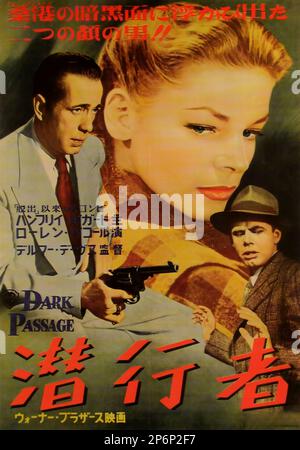 1947 : der FILM NOIR DARK PASSAGE von Delmer Daves mit Humphrey Bogart , Lauren Bacall , aus einem Roman von David Goodis . Posterwerbung aus Japan - FILM - KINO - Poster pubblicitario - Poster - Werbung - locandina - DIVA - DIVINA - GÖTTLICH - VAMP - FEMME FATAL - ---- Archivio GBB Stockfoto