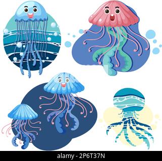 Eine Zeichentrickfigur mit Quallen Stock Vektor