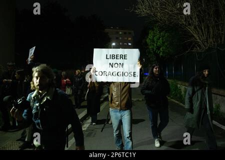 Rom, Italien. 07. März 2023. Der Spaziergang „Libere Sempre“ wurde in Rom im Stadtteil Pigneto in Rom durchgeführt (Foto: Matteo Nardone/Pacific Press/Sipa USA). Guthaben: SIPA USA/Alamy Live News Stockfoto