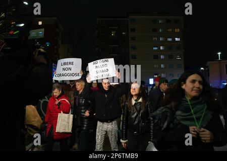 Rom, Italien. 7. März 2023. Die Wanderung „Libere Sempre“ fand in Rom im Stadtteil Pigneto in Rom statt (Kreditbild: © Matteo Nardone/Pacific Press via ZUMA Press Wire), NUR REDAKTIONELLE VERWENDUNG! Nicht für den kommerziellen GEBRAUCH! Stockfoto