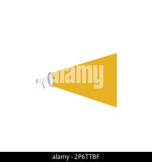 Illustration eines Megaphons, das schnell eine neue Ankündigung macht. Bullhorn-Zeichnung Gibt Wichtige Schnelle Benachrichtigung. Horn Lautsprecher Skizze Produzieren Schnell Stock Vektor