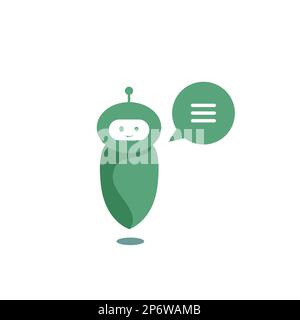 Einzelvektor-Hauptobjekt ohne Hintergrund. Kopf mit mechanischem Gehirn. Zukünftige Robotermaschine. Zeichentrickfilm mit Terminator. Farbig, hell Stock Vektor