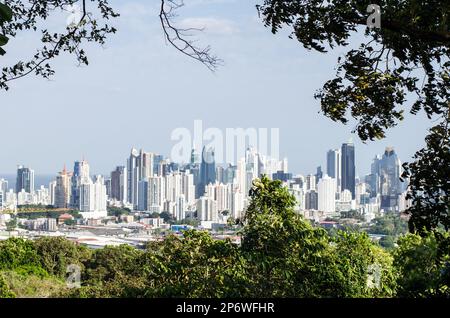 Die Skyline von Panama City vom Metropolitan Natural Park aus gesehen Stockfoto