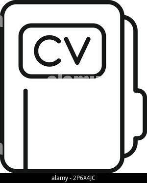 Konturvektor des CV-Ordnersymbols. Menschliche Arbeit. Arbeitsteam Stock Vektor