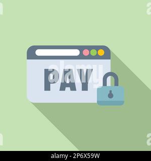 Web-Symbol für gesicherte Bezahlung - Flachvektor. Zahlungskarte. Kreditgeld Stock Vektor