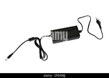 AC/DC-Netzadapter isoliert auf weißem Hintergrund Stockfoto