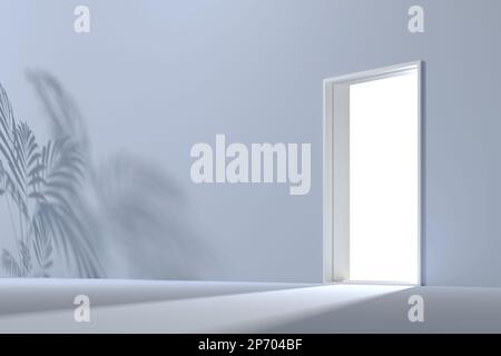 3D-Renderhintergrund mit pastellfarbenem Bogen und Tür für die Bildkomposition Stockfoto
