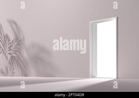3D-Renderhintergrund mit pastellfarbenem Bogen und Tür für die Bildkomposition Stockfoto
