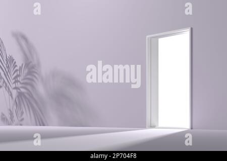 3D-Renderhintergrund mit pastellfarbenem Bogen und Tür für die Bildkomposition Stockfoto