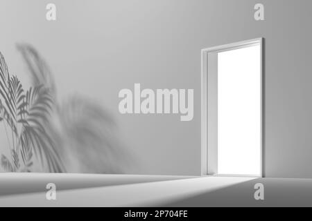 3D-Renderhintergrund mit pastellfarbenem Bogen und Tür für die Bildkomposition Stockfoto