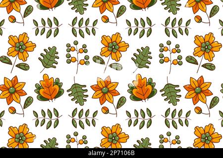 Muster mit Blumen- und Blattsymbolen Stock Vektor
