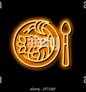 Abbildung des Symbols für heiße Suppe, Nudeln, Neonlicht Stock Vektor