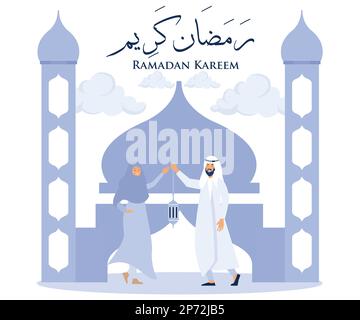 Ramadan-Karäem, glückliches Fasten, ramadan, flacher Vektor, moderne Illustration Stock Vektor