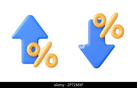 3D Pfeil nach oben mit Prozentsymbol Einkommen Stock Vektor