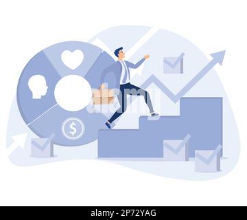 Soziale Fähigkeiten Konzept, persönliche Entwicklung, Selbstverbesserung, flacher Vektor moderne Illustration Stock Vektor