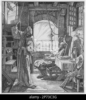 Alfred Rethel, Deutsch, Holzgravierung aus dem 1816. Bis 1859 19. Jahrhundert mit dem Titel der Tod als Freund von Alfred Rethel Stockfoto