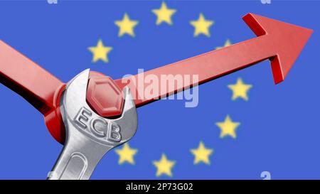 Symbolisches Bild zum Thema EZB, Zinssatz, Kontrolle, Mechanismen usw. Stockfoto