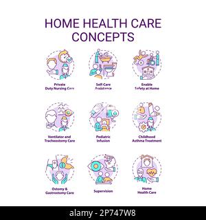 Home Health Care Konzept-Icons Set Stock Vektor